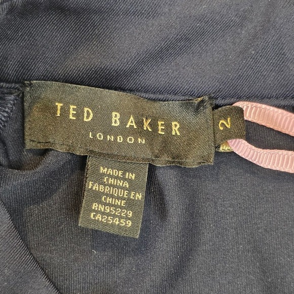 Ted Baker Womens 2 (4-6 US) Astrrid Long Sleeve Asymmetric Jersey Dress Navy NWT - Picture 5 of 13
